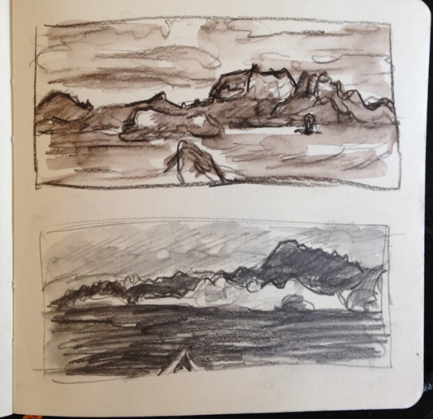 Some thumbnail sketches of Isla Danzante